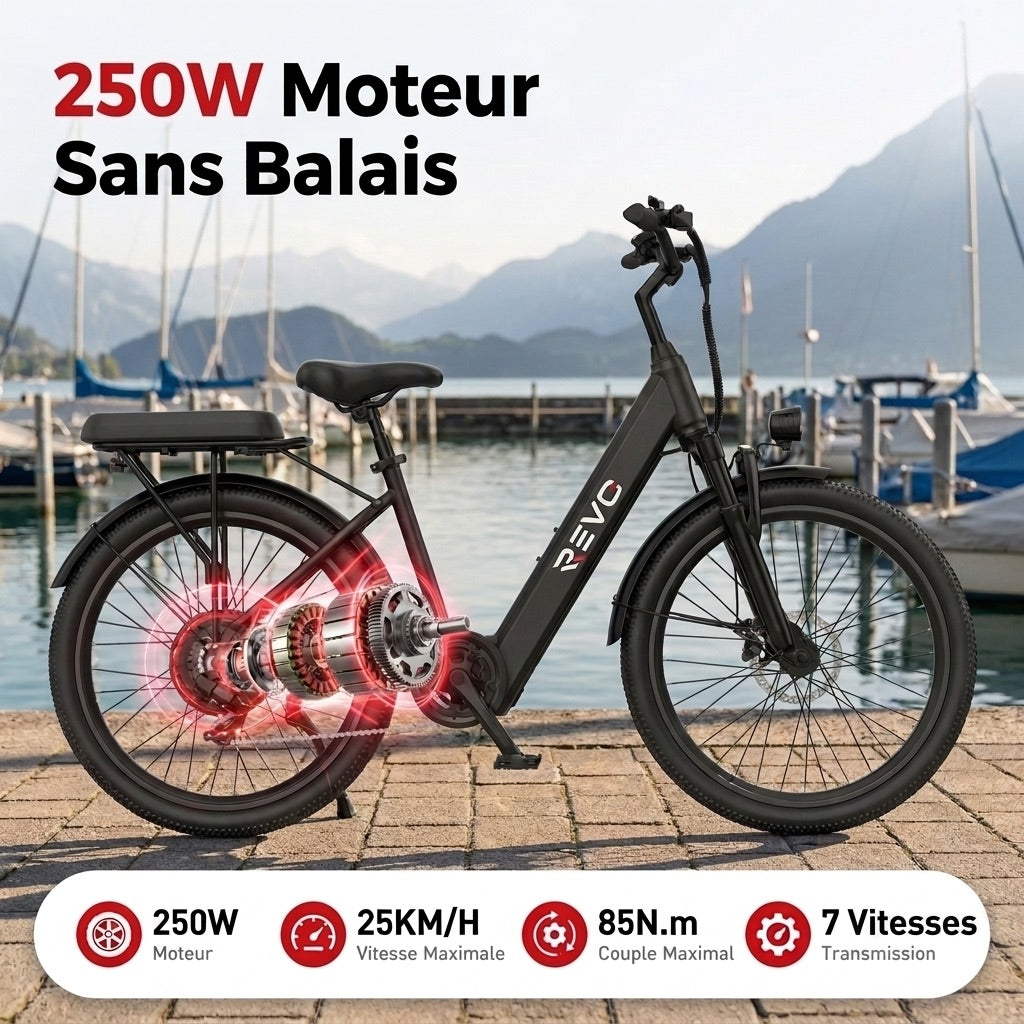 Electric Bicycle REVO Horizon 24 – 250 W – Range up to 40 km – Battery 36 V 10 Ah – 7 Speeds