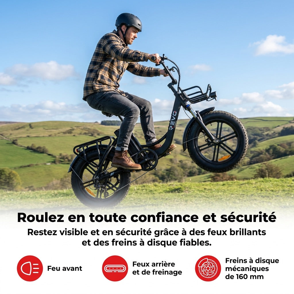 Electric Fat Bike REVO Terra Boost – 250 W – Range up to 126 km – 48 V 13 Ah Battery – 75 Nm Torque – 20 x 4 Tires