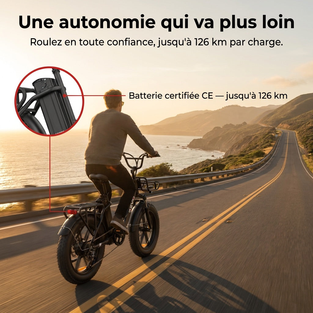 Electric Fat Bike REVO Terra Boost – 250 W – Range up to 126 km – 48 V 13 Ah Battery – 75 Nm Torque – 20 x 4 Tires