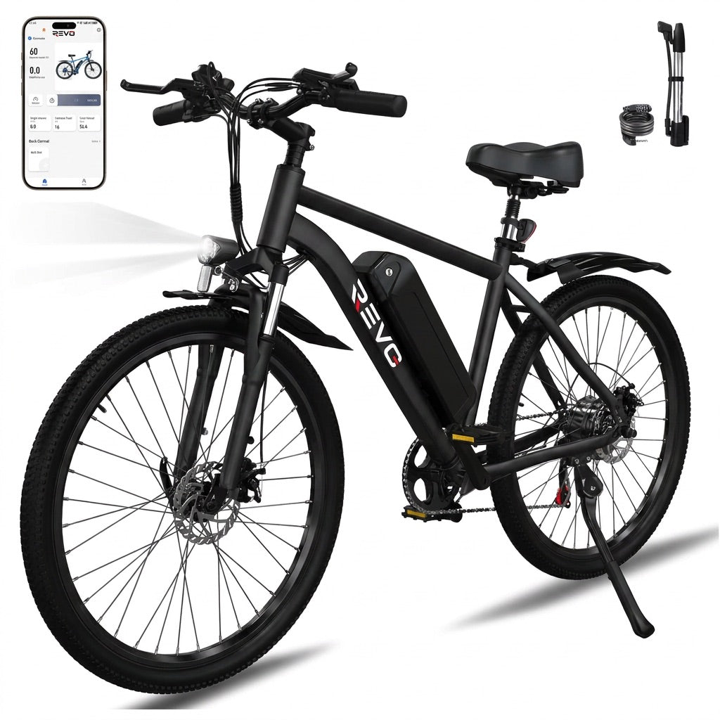 Electric Mountain Bike REVO Trail – 250 W – Range 35 to 90 km – 36 V 10.4 Ah Battery – 26-inch Tires – 7 Speeds