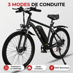 Electric Mountain Bike REVO Trail – 250 W – Range 35 to 90 km – 36 V 10.4 Ah Battery – 26-inch Tires – 7 Speeds