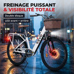 Electric Bike REVO Citya - 250 W - 80 km Range - 36 V 10 Ah Battery - 26" - Basket & Luggage Rack