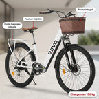 Electric Bike REVO Citya - 250 W - 80 km Range - 36 V 10 Ah Battery - 26" - Basket & Luggage Rack