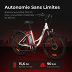 Vélo Électrique REVO CityFlow – 250 W – Autonomie 90 km – Batterie 561,6 Wh – Shimano 7 Vitesses – Roues 26 pouces