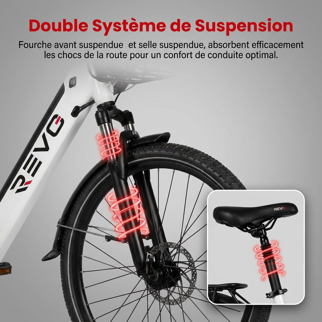 Electric Bike REVO Metro – 26″ – 500 W Motor – 36 V 15 Ah Battery – Shimano 7 Speeds – Suspension Fork