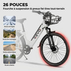 Electric Bike REVO Metro – 26″ – 500 W Motor – 36 V 15 Ah Battery – Shimano 7 Speeds – Suspension Fork