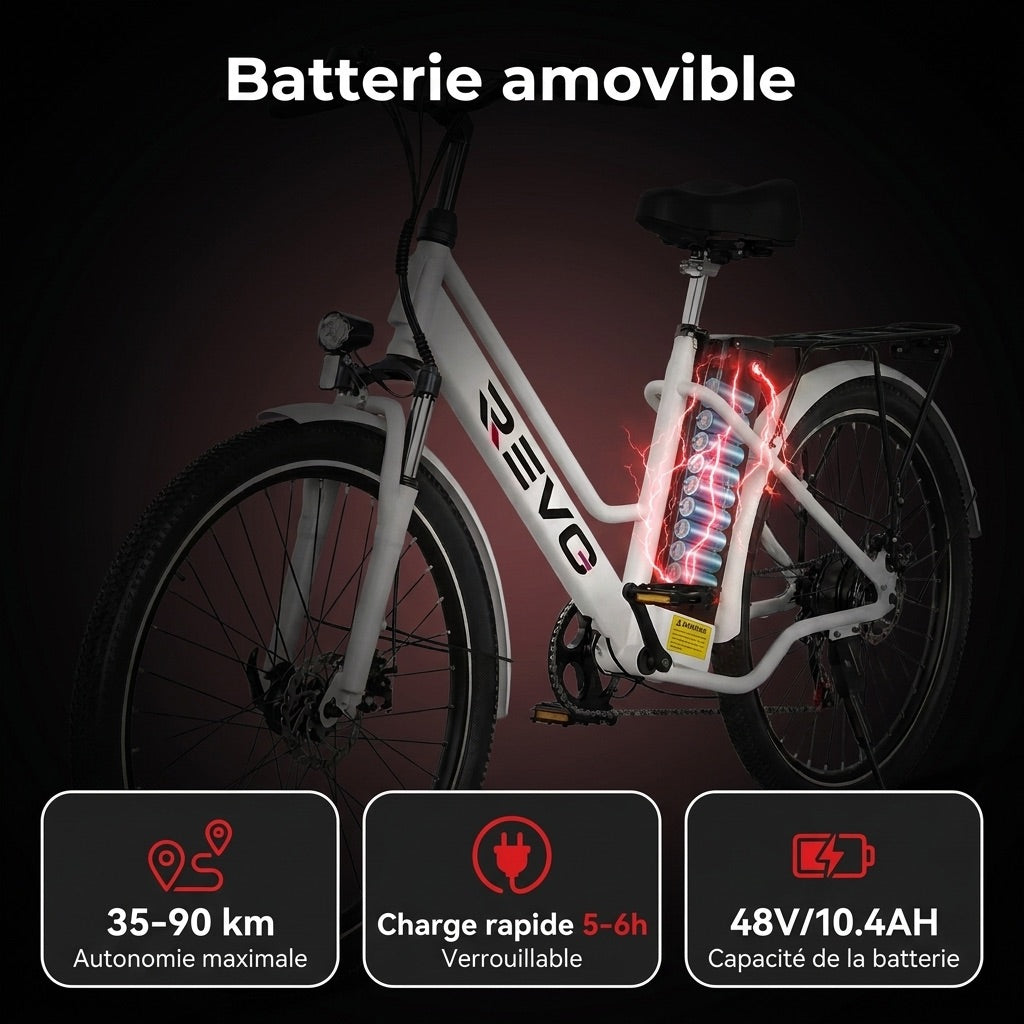 REVO Nomad 26″ Electric Bike – 250W Motor – 35–90 km Range – Removable 36V 10.4Ah Battery – 7 Speeds – Disc Brakes