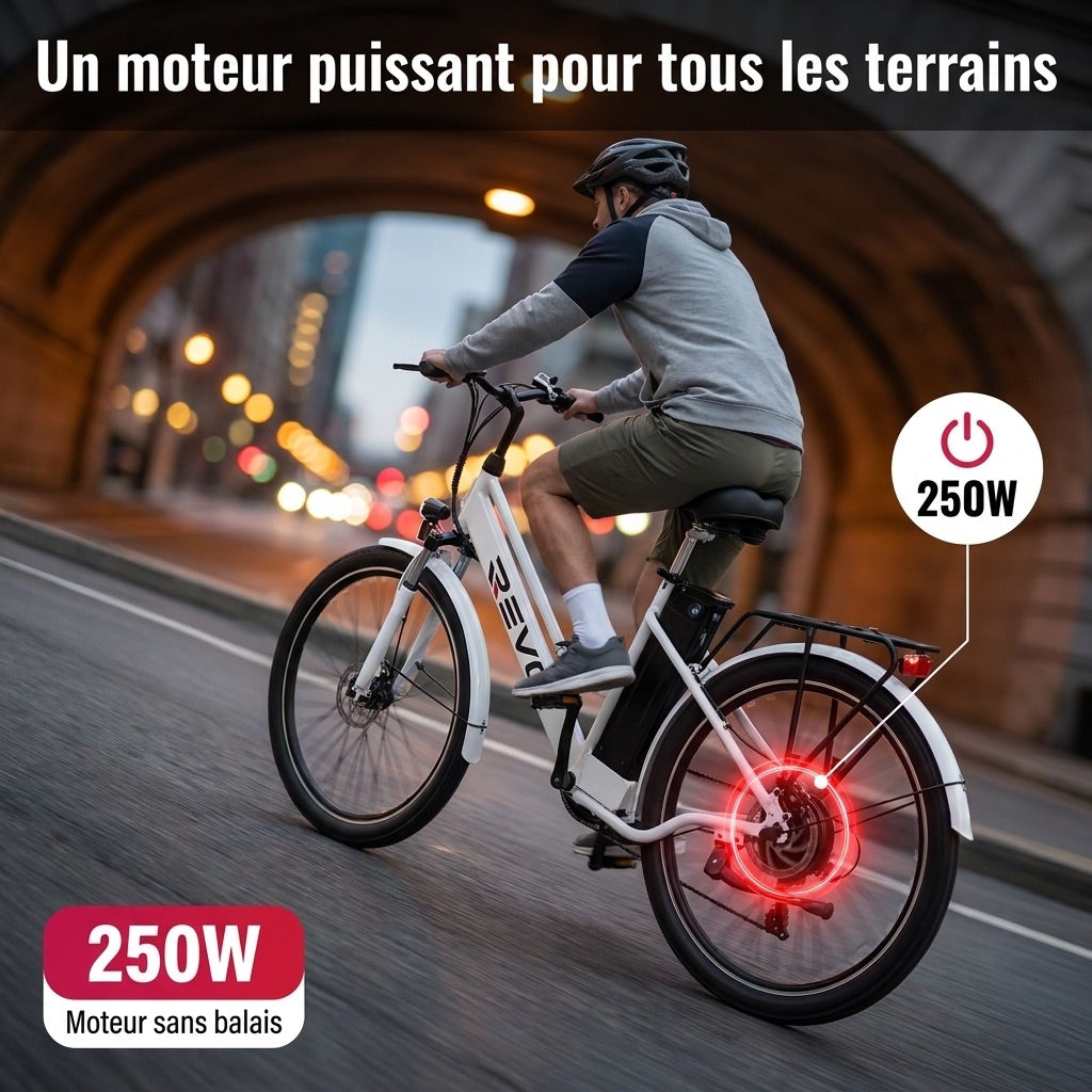 REVO Nomad 26″ Electric Bike – 250W Motor – 35–90 km Range – Removable 36V 10.4Ah Battery – 7 Speeds – Disc Brakes
