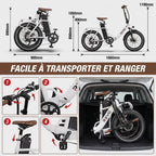 REVO Flex Folding Electric Bicycle – 250W – 48V 17Ah Battery – Range up to 120 km – 20″ x 3.0″ Tires