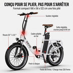 REVO Flex Folding Electric Bicycle – 250W – 48V 17Ah Battery – Range up to 120 km – 20″ x 3.0″ Tires