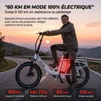 REVO Flex Folding Electric Bicycle – 250W – 48V 17Ah Battery – Range up to 120 km – 20″ x 3.0″ Tires