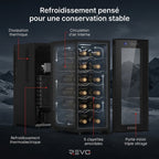 Cave à vin REVO Vinea – 12 bouteilles – Température 8 à 18 °C – Triple vitrage – Ultra-silencieuse < 26 dB