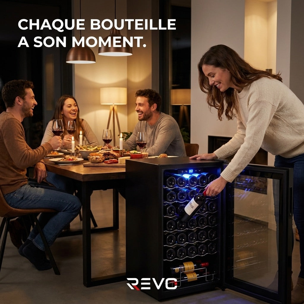 Cave à vin REVO Vendôme – 34 Bouteilles – 80 L – Température 5 à 18 °C – Refroidissement par Compresseur