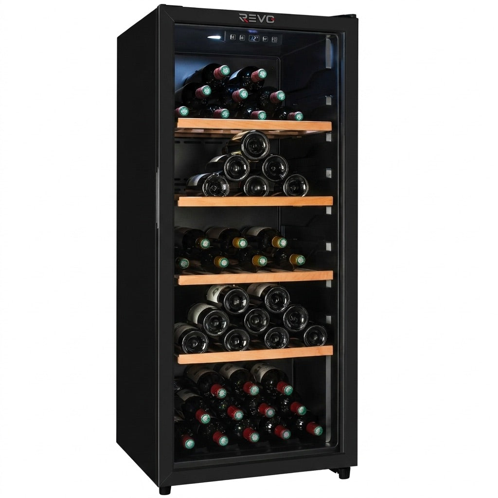 REVO Héritage - Cave à vin de vieillissement - 116 bouteilles - 213 L - 4 clayettes en bois - Température réglable