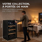 REVO Héritage - Cave à vin de vieillissement - 116 bouteilles - 213 L - 4 clayettes en bois - Température réglable