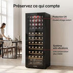 Cave à vin multi-température REVO Millésime 55 – 55 bouteilles – Double zone 5–18 °C – 150 L – 39 dB