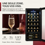 Cave à Vin REVO Écrin 28 – 28 Bouteilles – 74 L – 5 à 18 °C – 39 dB – Porte Vitrée