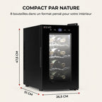 Cave à Vin REVO Origine – 8 Bouteilles – 21 L – Température Réglable 8 à 18 °C – Commande Tactile – 35 dB
