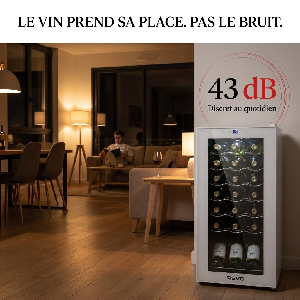 Cave à vin REVO Réserve 18 – 18 bouteilles – 50 L – Refroidissement par compresseur – 43 dB – Commande tactile