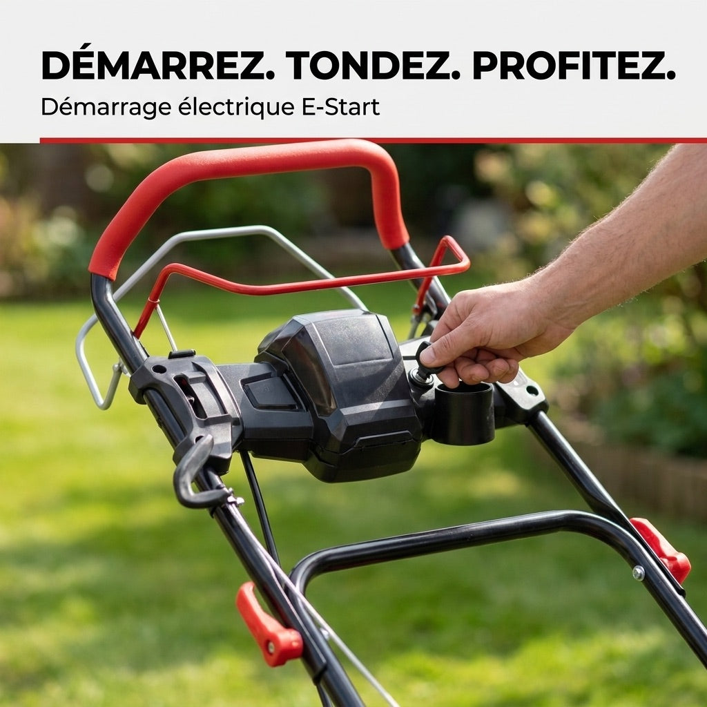 REVO Terrain 51 Self-Propelled Petrol Lawn Mower – 196 cm³, 51 cm, Electric Start, Cutting Height 25–75 mm, 60 L Collector, Up to 1,500 m²