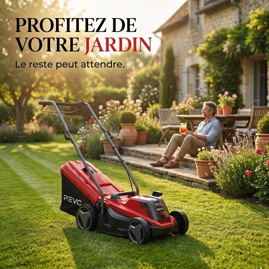 Tondeuse à Gazon sans Fil REVO Swift 200 – 18 V, 33 cm, Moteur Brushless, Batterie 4,0 Ah Incluse, Bac 30 L – Jusqu’à 200 m²