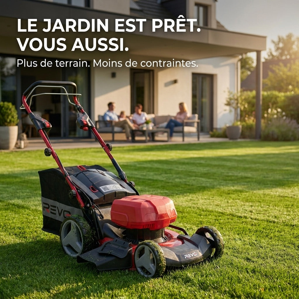 REVO Force 700 Self-Propelled Cordless Lawn Mower – 36V – 47cm Cutting Width – 4 x 4.0 Ah Batteries – 75L Grass Collector – Up to 700 m²