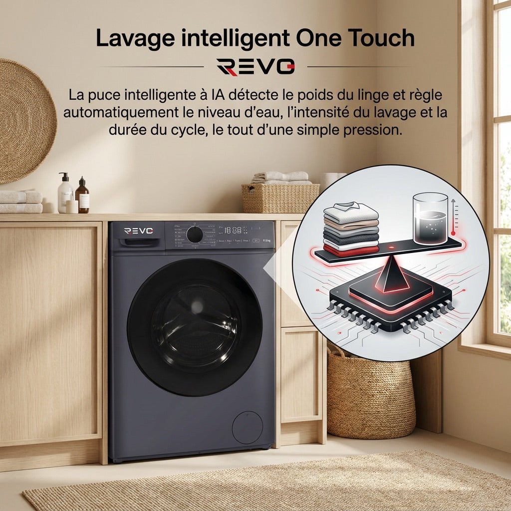 Front-Load Washing Machine REVO Nova 7 – 7 kg Washing Machine – Class A – 1200 rpm – 15 Programs & Steam.