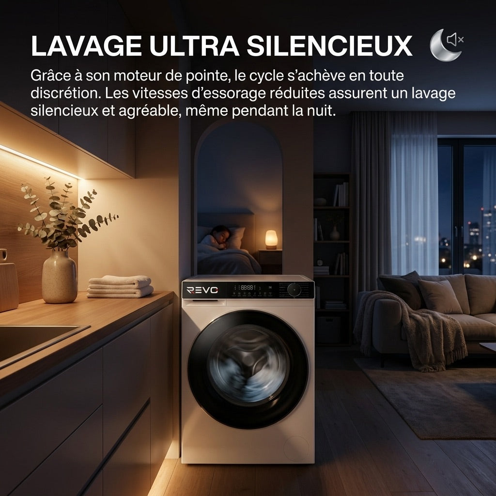 Lave-linge à hublot REVO Majesta 13 – Lave-linge 13 kg – Classe A – 1400 tr/min – 15 programmes – Vapeur et connecté