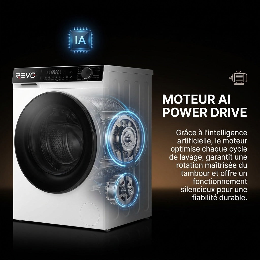 Lave-linge à hublot REVO Majesta 13 – Lave-linge 13 kg – Classe A – 1400 tr/min – 15 programmes – Vapeur et connecté
