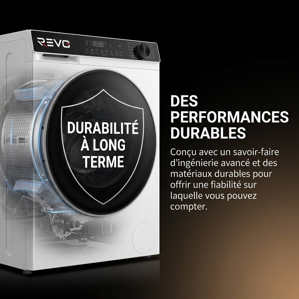 Lave-linge à hublot REVO Majesta 13 – Lave-linge 13 kg – Classe A – 1400 tr/min – 15 programmes – Vapeur et connecté