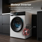Lave-linge frontal REVO Pureva 8 – Machine à laver 8 kg – Classe A – 1200 tr/min – 11 programmes – Vapeur et moteur Inverter