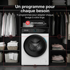 Lave-linge frontal REVO Pureva 8 – Machine à laver 8 kg – Classe A – 1200 tr/min – 11 programmes – Vapeur et moteur Inverter