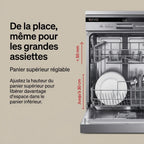 Lave-Vaisselle Pose Libre REVO Altis 14 – 14 Couverts – 44 dB – 8 Programmes – Ouverture Automatique – Inox