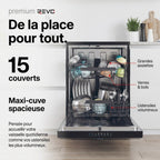 Lave-Vaisselle Pose Libre REVO Novera 15 – 15 Couverts – Classe C – 46 dB – 8 Programmes – Ouverture Automatique – Connecté – Noir