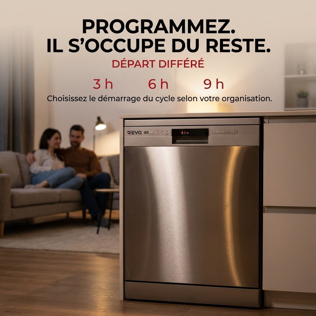 Free-Standing Dishwasher REVO Soreva 12 – 12 Place Settings – 47 dB – 6 Programs – Hygienic Wash 72°C – Stainless Steel