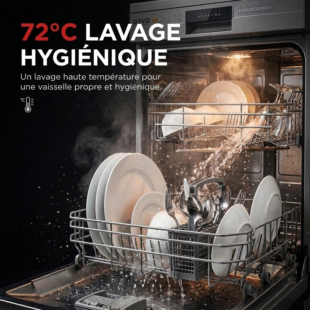 Free-Standing Dishwasher REVO Soreva 12 – 12 Place Settings – 47 dB – 6 Programs – Hygienic Wash 72°C – Stainless Steel