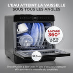Mini Lave-Vaisselle REVO Miniova – Lave-Vaisselle de Comptoir Compact – Réservoir 5 L – Cycle Rapide 29 min – Séchage – 52,3 dB – Noir