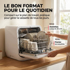 Mini lave-vaisselle REVO Vapora 5 – Réservoir 5 L – 6 programmes – Vapeur 98 °C – Stockage ventilé 72 h – Blanc