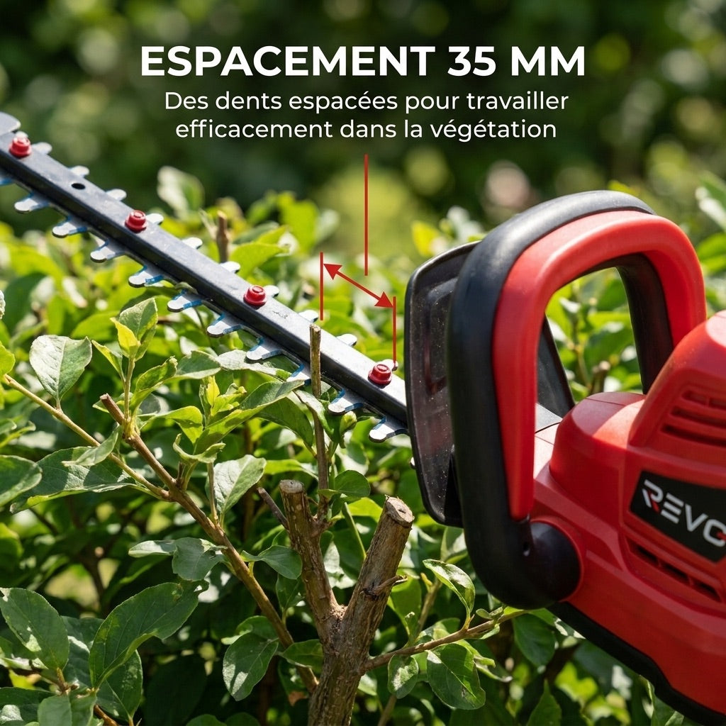 Cordless Hedge Trimmer REVO Vektor 50 – 18 V – 50 cm Blade – Brushless Motor – 3 Speeds – 35 mm Spacing