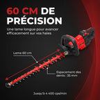 REVO Stratos 60 – Taille-haie sans fil – 18 V – Lame 60 cm – Moteur sans balais – 4 400 cps/min – Espacement 35 mm