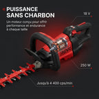 REVO Stratos 60 – Taille-haie sans fil – 18 V – Lame 60 cm – Moteur sans balais – 4 400 cps/min – Espacement 35 mm