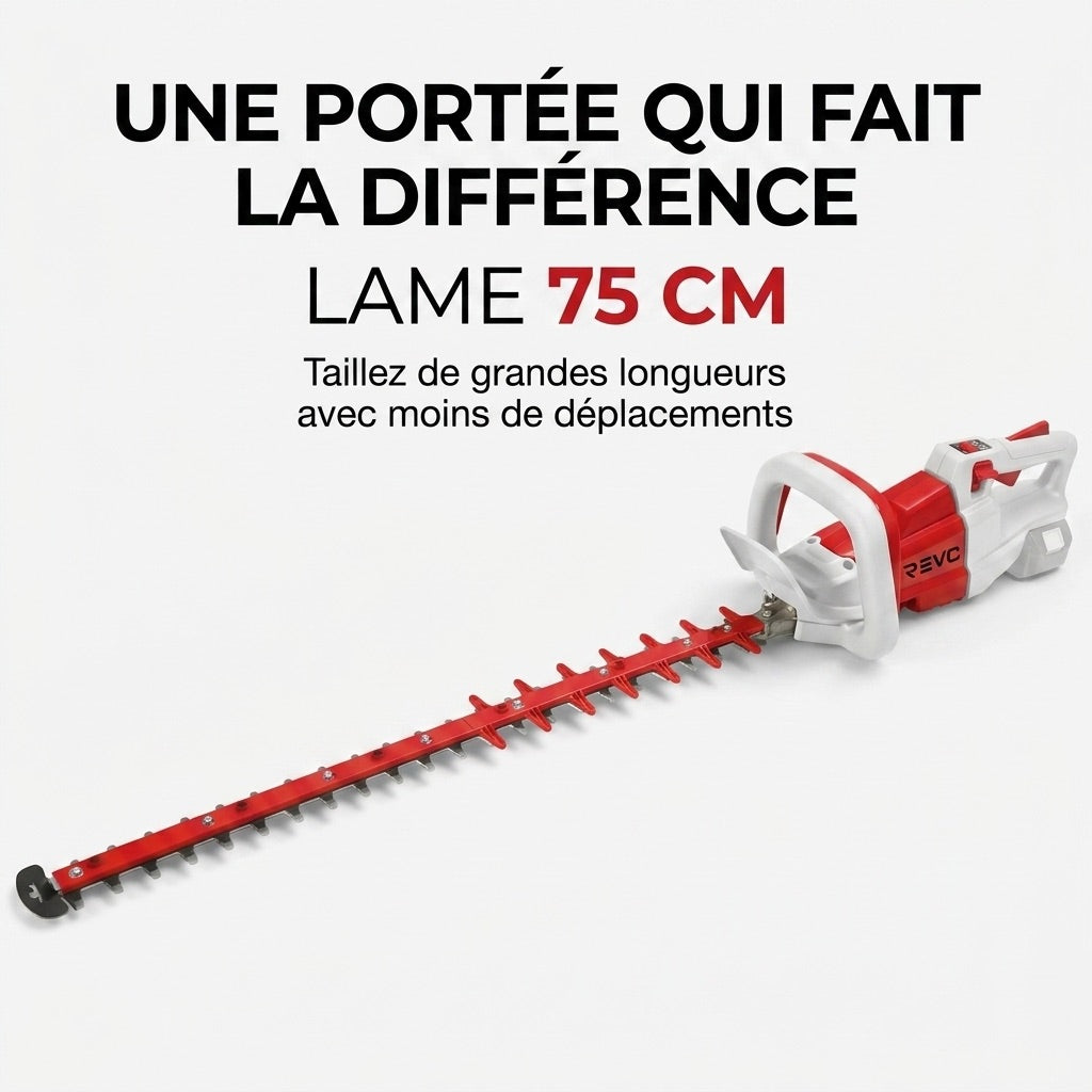 Cordes-Haie Sans Fil REVO Altis 75 – 18 V – Lame 75 cm – 3 Vitesses – 4 400 cps/min – Espacement 35 mm