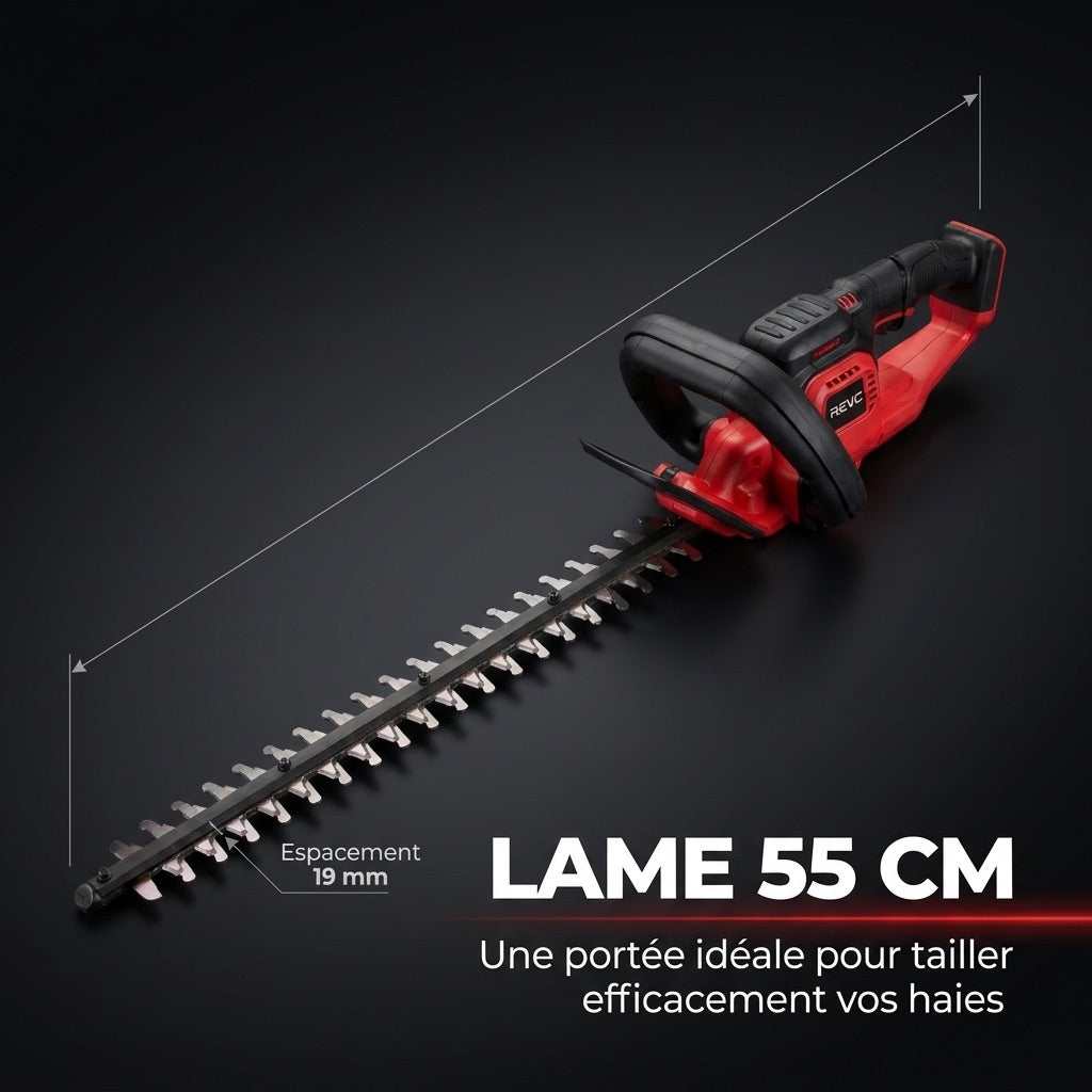 Cordless Hedge Trimmer REVO Silex 55 – 18V – 55cm Blade – Cuts up to 19mm – Up to 75min Run Time