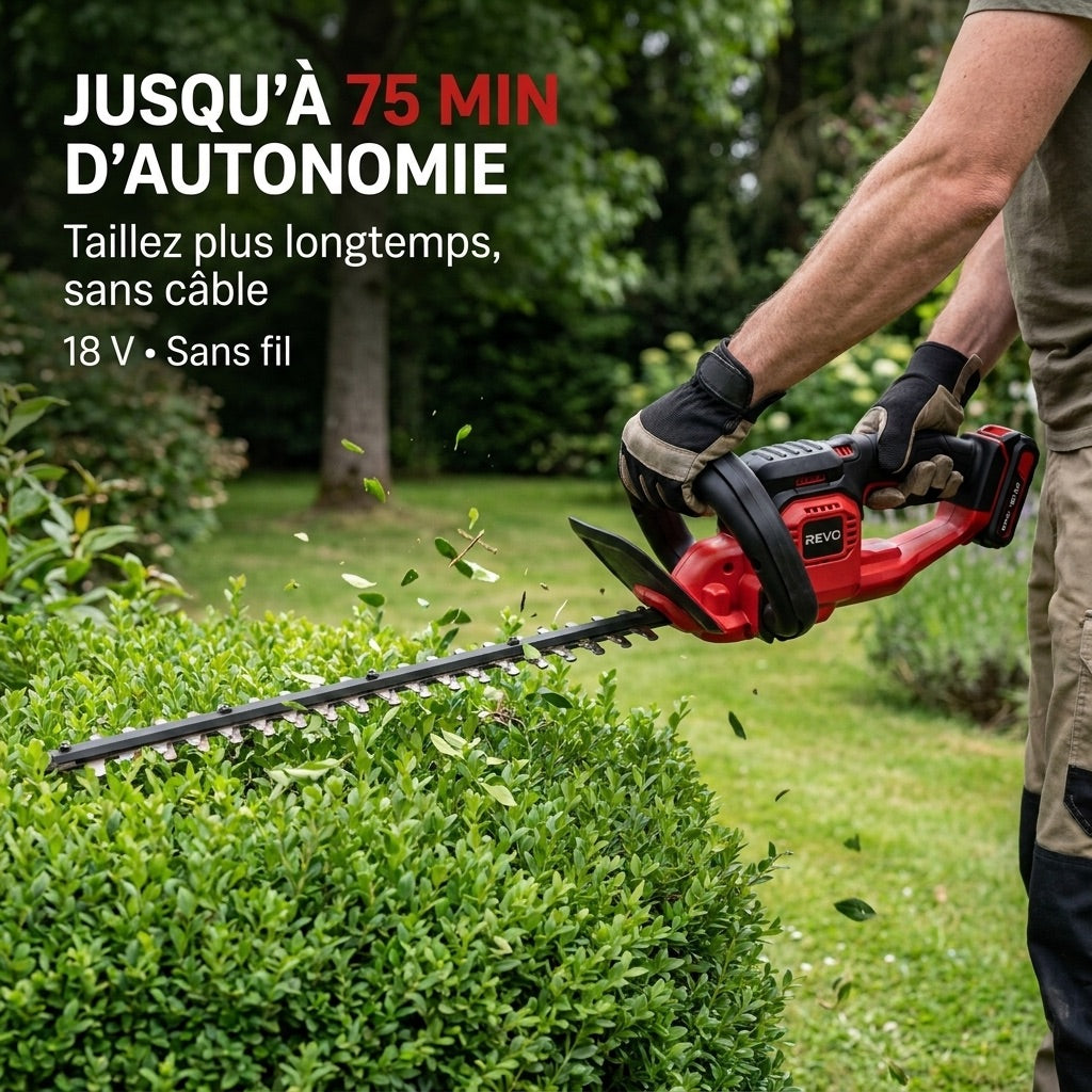 Cordless Hedge Trimmer REVO Silex 55 – 18V – 55cm Blade – Cuts up to 19mm – Up to 75min Run Time