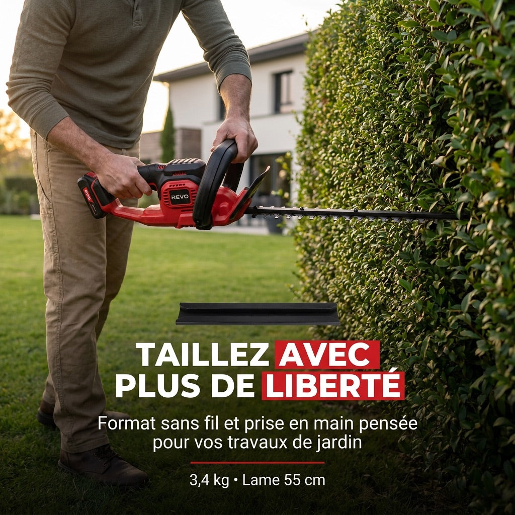 Cordless Hedge Trimmer REVO Silex 55 – 18V – 55cm Blade – Cuts up to 19mm – Up to 75min Run Time
