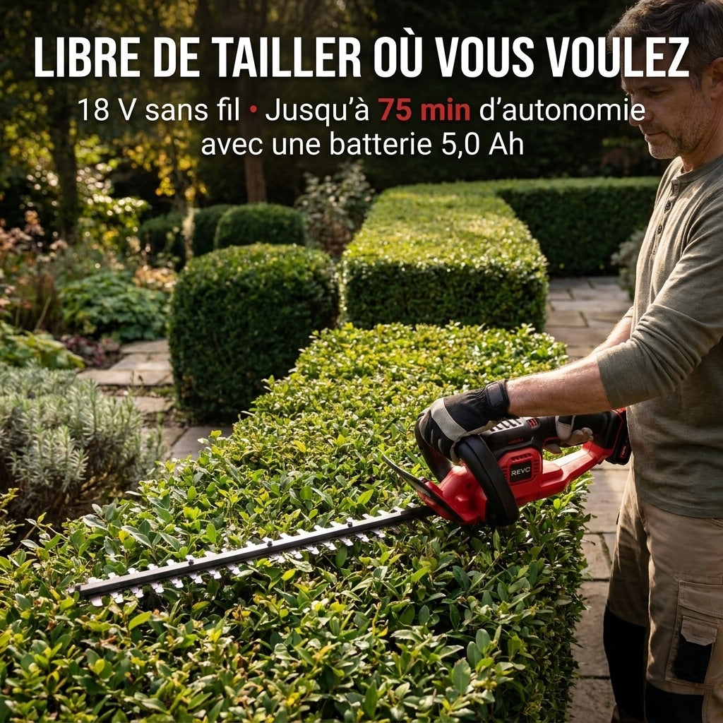 Cordless Hedge Trimmer REVO Silex 55 – 18V – 55cm Blade – Cuts up to 19mm – Up to 75min Run Time