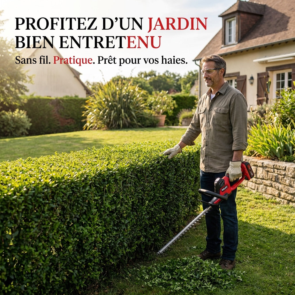 Taille-Haie Sans Fil REVO Ardent 55 – 18 V – Lame 55 cm – Écartement 24 mm – Batterie 2,0 Ah & Chargeur Inclus