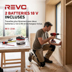Perceuse-visseuse à percussion sans fil REVO Forge 42 – 18 V – 42 Nm – 2 batteries 2 Ah – 74 accessoires – mandrin 13 mm