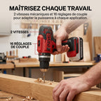 Perceuse-visseuse à percussion sans fil REVO Forge 42 – 18 V – 42 Nm – 2 batteries 2 Ah – 74 accessoires – mandrin 13 mm