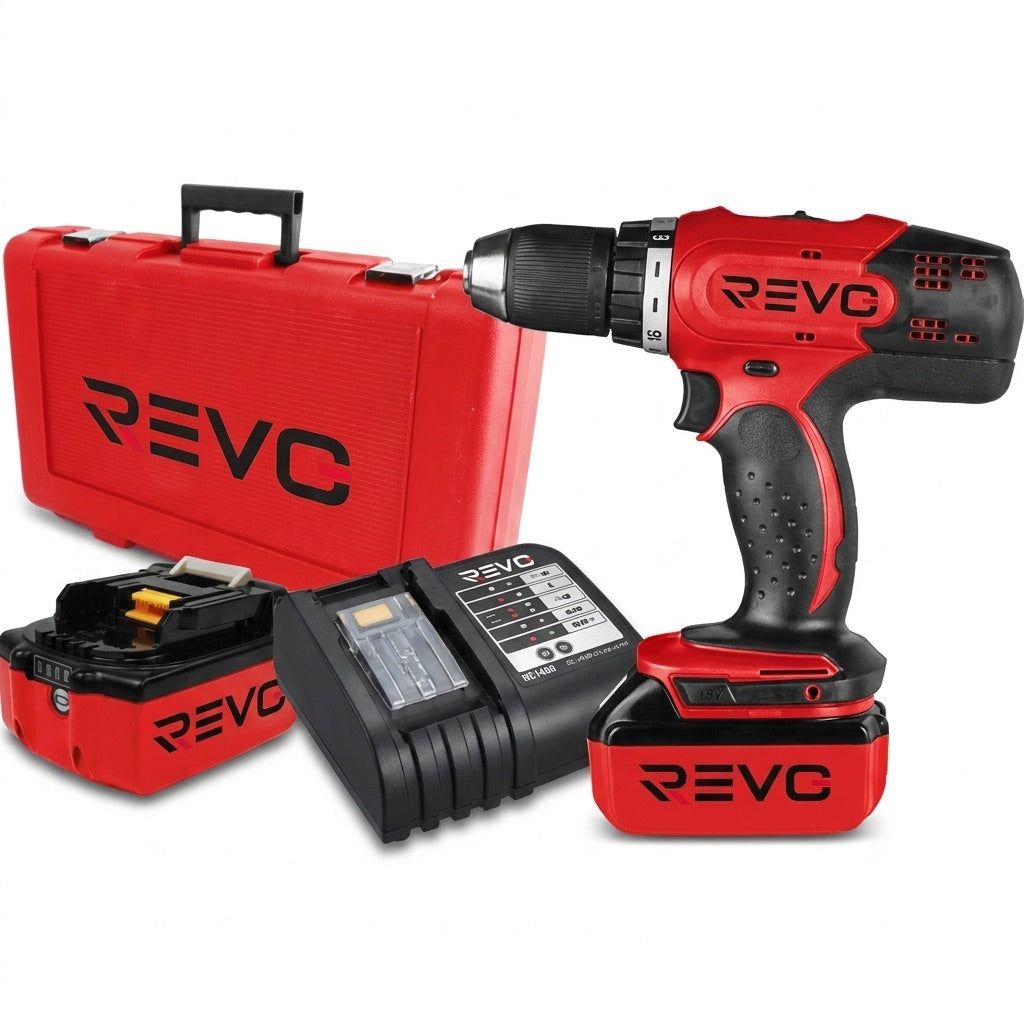 Cordless Drill/Driver REVO Voltis 42 – 18V – 42Nm – 2 x 3Ah Batteries – 2 Speeds – 13mm Chuck – Case Included